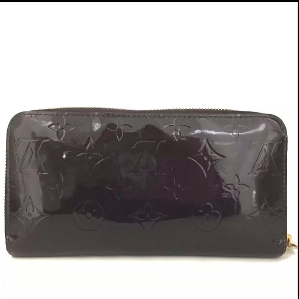 AUTHENTIC LOUIS VUITTON VERNIS ENAMEL PATENT LEATHER ZIP AROIUND LONG WALLET